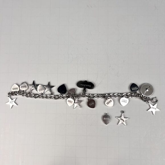 Vtg 1950s Beta Sigma Phi 7" Charm Bracelet Automade Sterling Silver 19 Charms - Picture 7 of 12